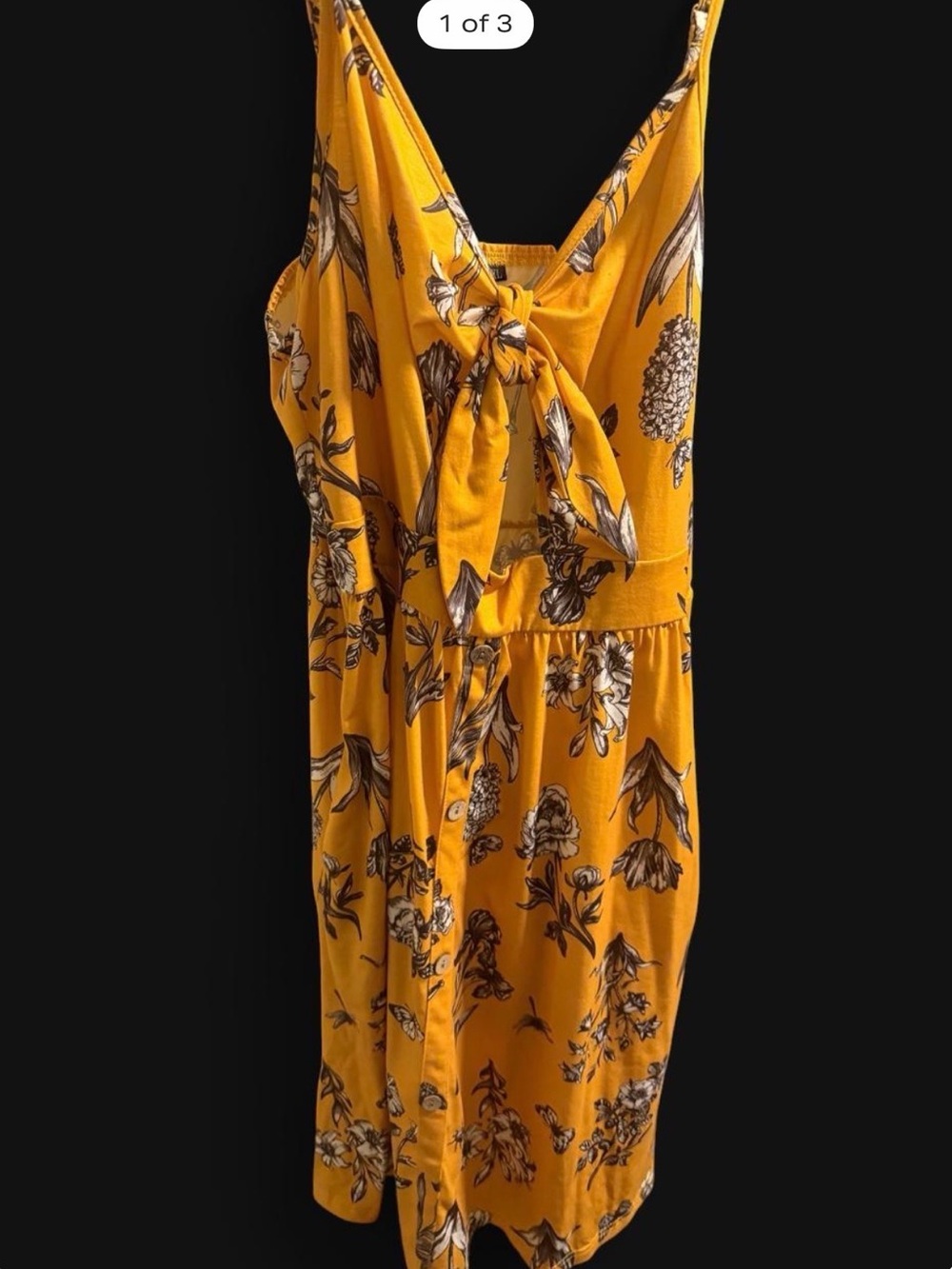 Yellow Floral Tie-Front Maxi Dress - Women’s Sleeveless Sundress